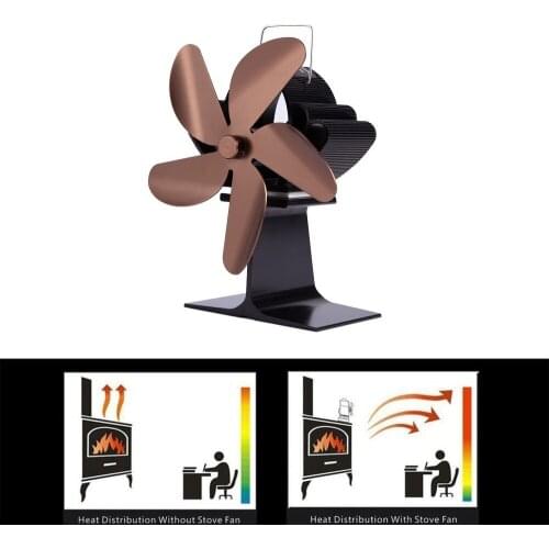 Winter Black Fireplace Fan 4-blade Thermal Stove Fan Log Burner Ecofan Quiet Household Fireplace Fan Efficient Heat Dissipation