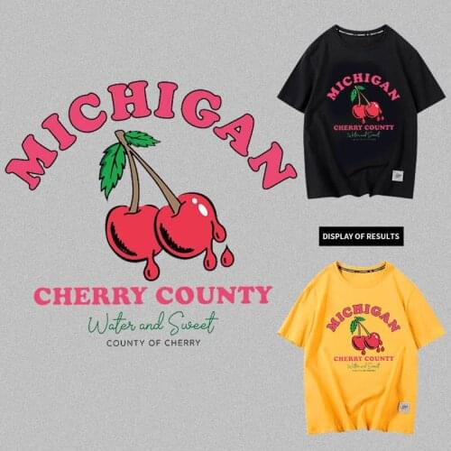 1PCS Fashionable Large iron cherry heat transfer patch on clothes girl DIY T-shirt decoration applique accessories can be washed
