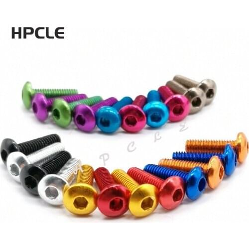 10pcs m3 m4*5/6/8/10/12/16 colourful Aluminum hex socket pan round head screw