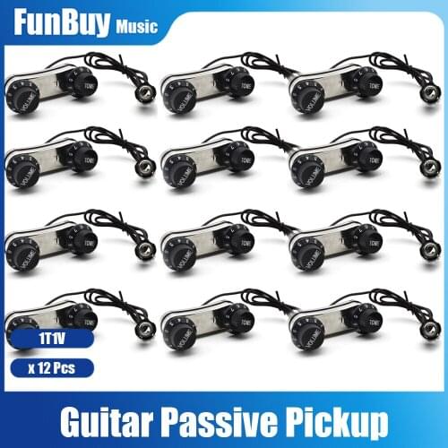 12set PS-700 Acoustic Guitar Passive EQ Preamp Piezo Pickup PS700 with 500K 1 Volume 1 Tone Control Knob for Folk Guitar