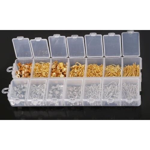 300pcs(6~20mm) Mixed Alloy Jump Ring,Crimp End Cap,Lobster Clasp,Extension Chains,Earrings,Pins Jewelry Findings Box Set for DIY