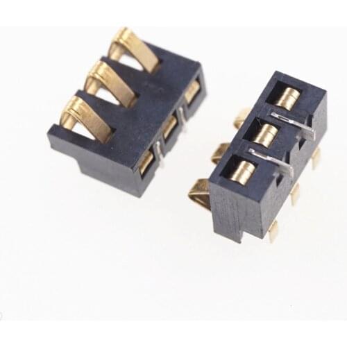 50 pcs 2.5 mm Pitch 3 Pin Spring Compression Contact male Surface Mount Battery Connectors Through Hole Tab 0.6mm Reflow Solder