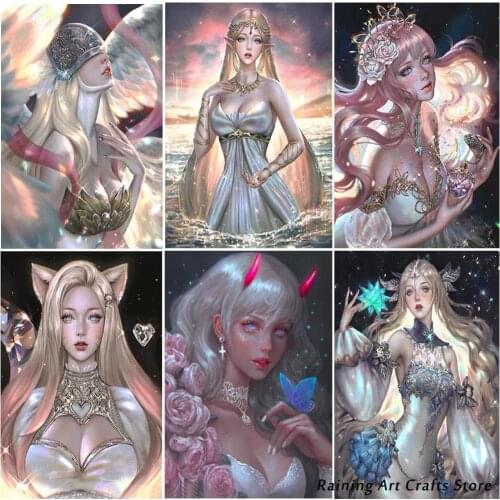 5D Diy Diamond Painting Cartoon Fairy Princess Full Square/round Drill Cross Stitch Inlaid Rhinestone Mosaic Pictures Home Decor