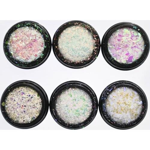 6 jars Holographic AB Nail Glitter Slices Flakes Mermaid Mirror Irregular Paillette Corful Loose DIY 3D Foil Pieces Sequins