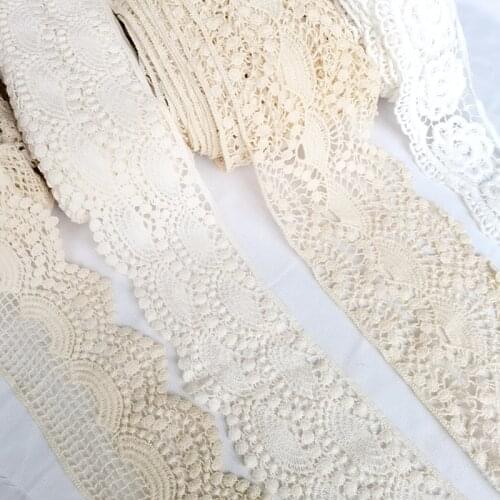 7 Yards 4cm Beige Cotton Embroidery Lace Trim Needlework Sewing Accessories Patchwork Clothes Decoration Garment Material 227