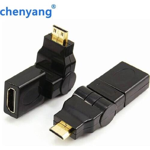 Hot sale HDMI- compatible Cable Adapter Connector 180 Degree 360 Degree Mini HDMI Male Type C to HDMI A Female connector adpater