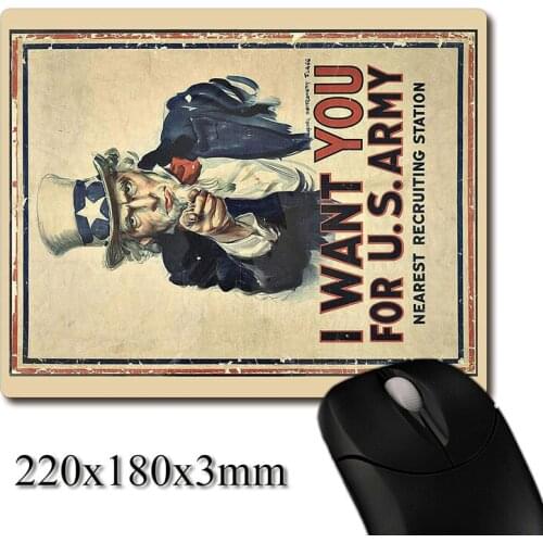 US classic Uncle Sam Recruitment Poster printed Heavy weaving anti-slip rubber pad office mouse pad Coaster Party favor gifts
