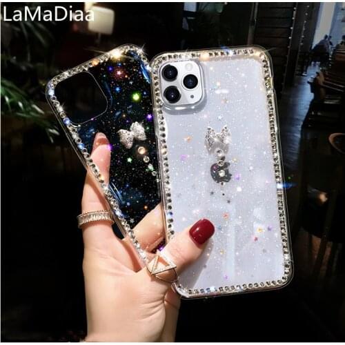 For iPhone 11 Pro 6 6s 8 7 Plus XR X XS Max Cover Luxury Glitter Bling Star Moon Sequins Soft TPU Clear Silicone Phone Case