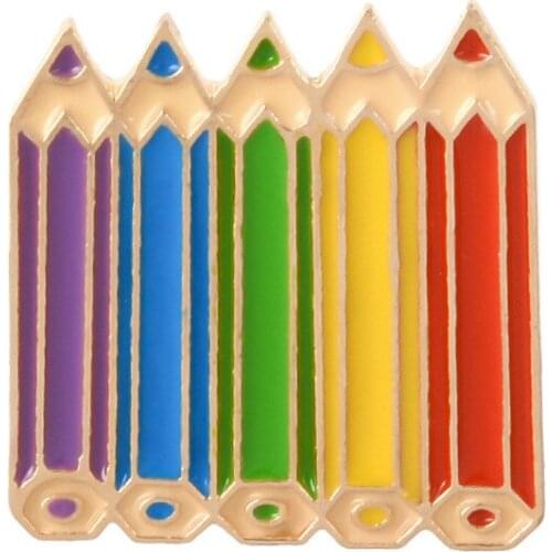 Cartoon Color Brush Pencil Brooch for Men Women Bag Shirt Enamel Pins Broches Badge Pines Metalicos Jewelry Brosche Accessories