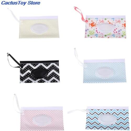 Eco-friendly Clutch and Clean Wipes Carrying Case Wet Wipes Bag Baby Romper Crotch Extenter Clamshell Snap-strap Wipes Container