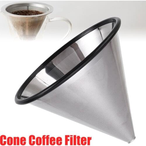 Cone Shape Coffee Filter Funnel Stainless Steel Coffee Mesh Dripper Paperless Reusable Filters Teaware Coffeeware 90mm