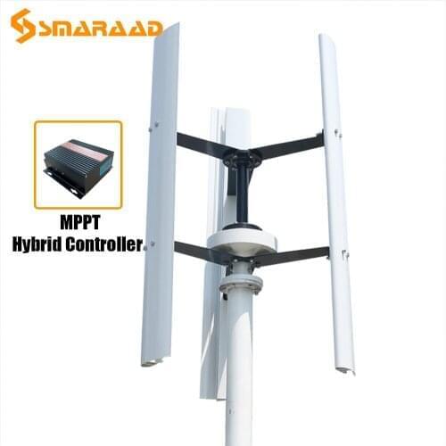 Free Energy Noiseless New Arrive 600W Vertical Wind Turbine Permanent Magnet Generator 3 Phase 12V 24V 48V With MPPT Controller