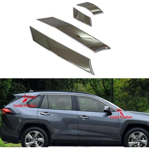 Chrome Car Window A C Pillar Post Molding Cover Trim Decoration Parts Fit For Toyota RAV4 2019 2020 Accessories