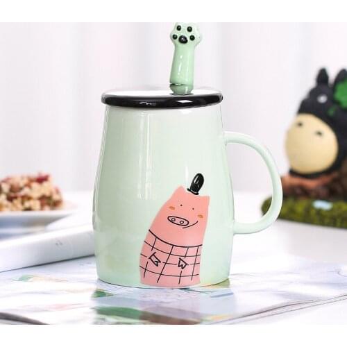 Cute Cartoon bear ceramic mug with lid spoon ,Novelty Christmas Gift,Milk Juice Lemon Mug Coffee Tea Cup Drinkware