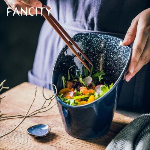 FANCITY High-end Japanese lettuce bowl, buffet creative ceramic bowls, porcelain bowls, hotel restaurants, deep bowls, lettuce b