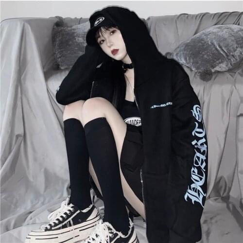 Harajuku Korean version loose thin long-sleeved hooded sun protection coat solid color retro shirt student girl top