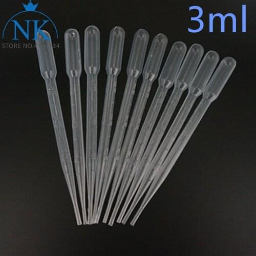 3ml 100/200/500/1000pcs Laboratory Tools,Plastic Disposable Graduated Pasteur Pipette,Polyethylene Makeup Tools