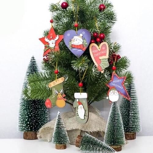 Hot Christmas Tree Decoration Wooden Stereo Decorations Gift Christmas Ornament Star Christmas Pendants Party Santa Claus