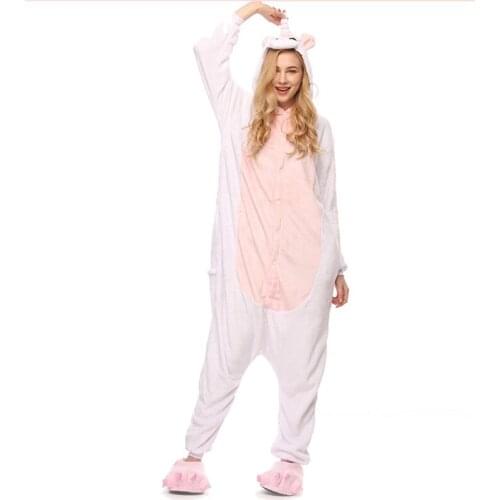 Cute Pink Unicorn unisex adults flannel animal Pajamas cosplay Pijama Onesies Pyjamas women Sets sleep Robe