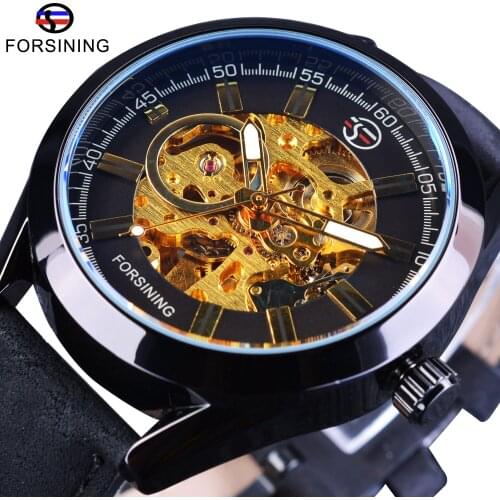 Forsining Casual Sport Waterproof Steampunk Men Watches Top Brand Luxury Transparent Open Work Mechanical Automatic Wrist Watch