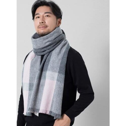 Mens Winter 100% Wool Scarves Men Foulard Hombre Hiver Shawl and Wraps for Men Pashmina Echarpe Warm Pure Wool Plaid Long Scarf