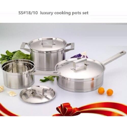SS#18/10 stainless steel cooking pot and pan set soup pot kitchenware cookware thickening luxury gift
