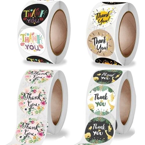 500Pcs Stickers Roll Gift Scrapbooking Sealing Sticker Happy Birthday Thank You Sticker Party Gift Decoration Labels Kids Reward