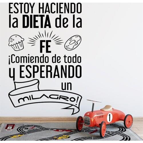 Wall Stickers ESTOY HACIENDO LA DIETA DE LA FE Spanish Quotes Decals Poster Vinyl Home Decor Kitchen Restaurant Murals RU2152