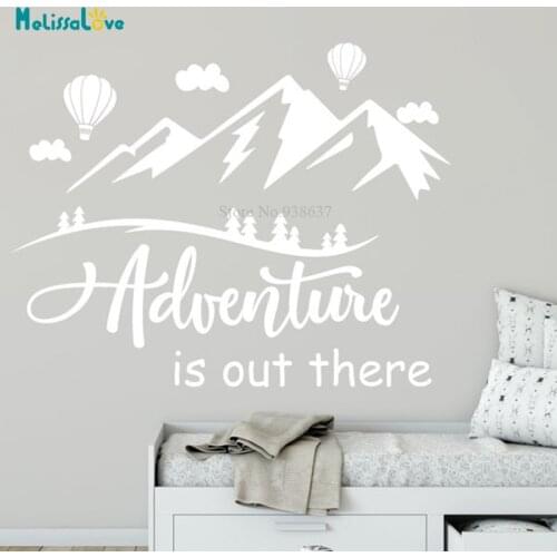 Adventure Is Out There Quote Stickers Hot Air Balloon Kids Room Woodland Nursery Decals Decoration Wallpaper BA526
