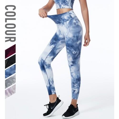 New Yoga Pants Women Leggings For Fitness Nylon Tie Dyed High Waist Long Pants Women Hip Push UP Tights Women Gym Clothing
