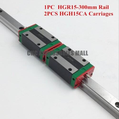 Original HIWIN 15mm Pitch Linear Rail Guide HGR15 L-300mm & 2pcs HGH15CA Rail Block