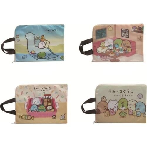 Cartoon Sumikko Gurashi B4 File Holder Student L Type Zipper Portable Document Bag Cute Test Paper Bags Stationery School Supply