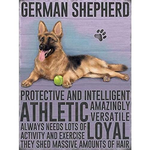German Shepherd Dog Puppy PET Animal Lover,Retro Tin Sign Vintage for Living Room Garage Man Cave Wall Decor Art Metal Poster