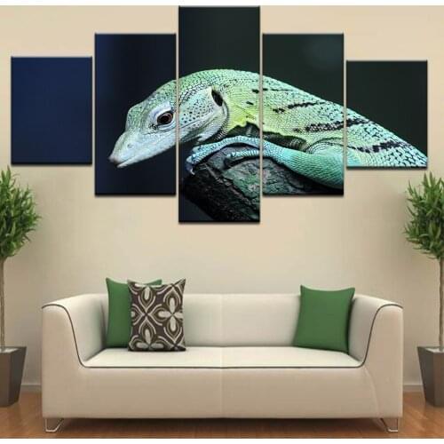 Framework The Lizard on trees 5 panel HD Print modern Modular Wall posters Canvas Art painting For home living room decor