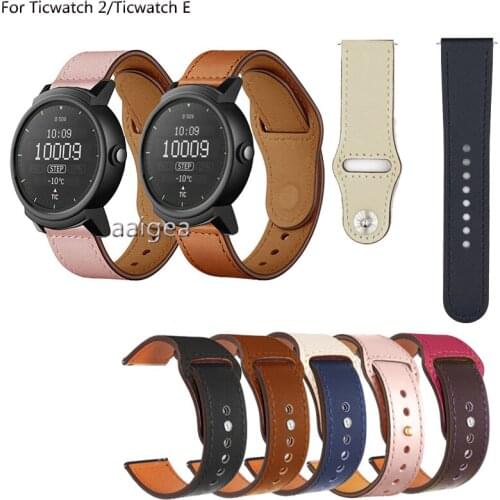 20mm 22mm Genuine Leather Band Strap for Ticwatch 2/Ticwatch E for Huami Garmin Samsung Huawei Replacement band strap