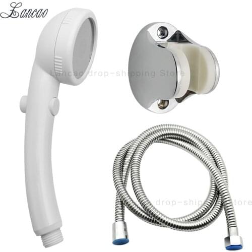 Luxury Set White Hand Shower with On/Off Pause Switch shower head with Water Control Button High-pressure water-saving Rain