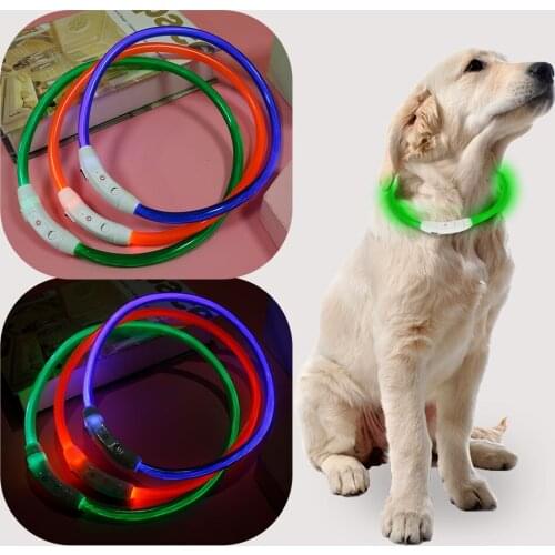LED Dog Collar USB Rechargeable Dog Pet Collar Flashing Adjustable Safety Light Neck Chain Pet Flash Night Charging Collars