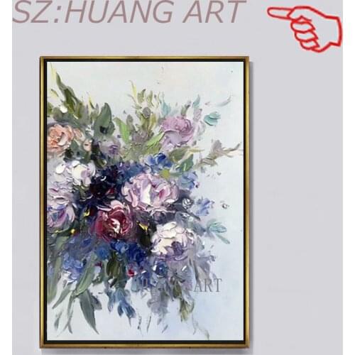 Texture Thick Vase Flower Handmade Oil Painting Canvas Wall Art Oil Paintings Canvas Knife Art Home Decoration Wall Pictures