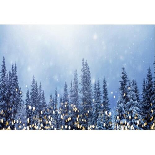Dark Green Tree and Snow Scene Backdrop Holiday Photography Background Celebration Photo Booth Studio Decor
