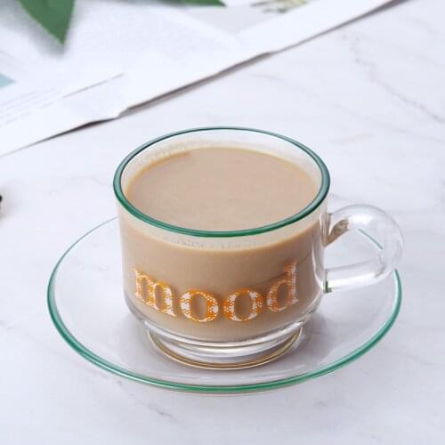 Heat Resistant Glass Espresso Coffee Cup and Saucer Household Breakfast Milk Mug Tea Set Beautiful Afternoon Teacup Drinkware