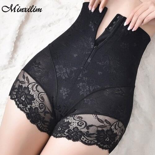 Shaper Control Panties Sexy Lace Body Shapers Zipper Waist Trainer Butt lifter High Waisted Slimming Brief Women Underwear