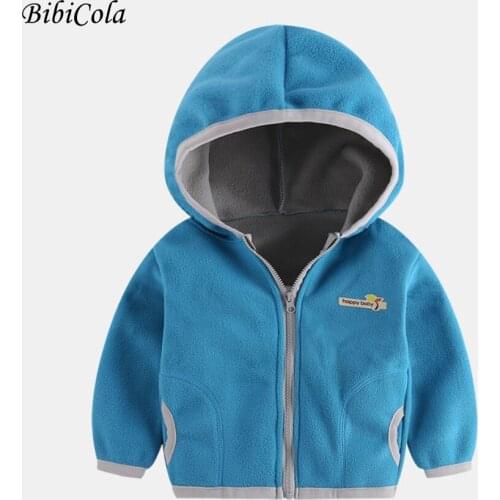 Spring Windbreaker For Girls Boy Pure Color Fleece Kids Jacket 1 To 7 Years Baby Toddler Kids Coat Teen Child Hooded Clothes