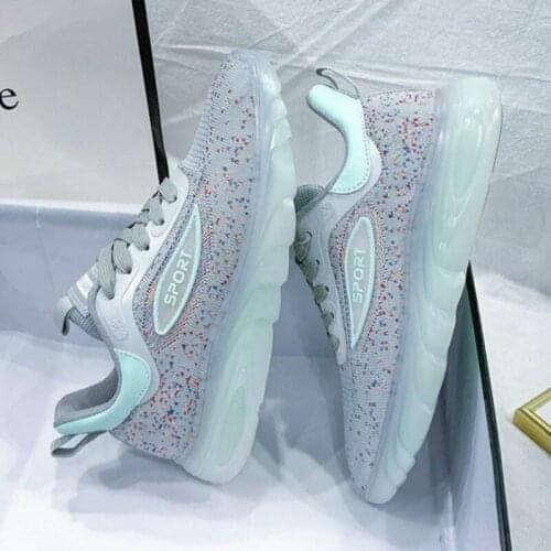 2021 Summer Autumn Sports Shoes for Women Flats Lace Up Crystal Bottom Womens Running Walking Sneakers Tennis Trainers