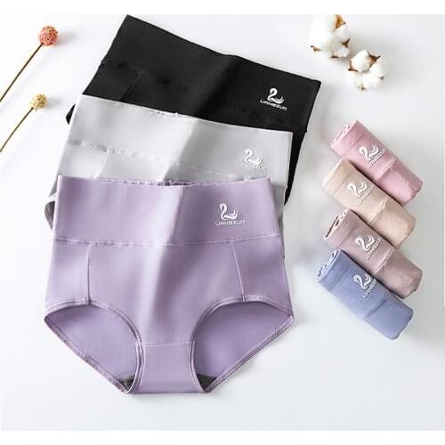 Thickened pure cotton womens Panties Mid-high-waist hip-lifting elastic abdomen briefs Cotton Panties XL XXL