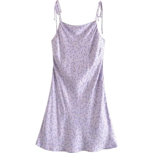 Women Summer Beach Floral Print Mini Dress Sexy Spaghetti Strap A Line Dresses Female Sleeveless Backless Party Dress