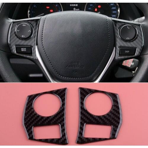 1 Pair Left & Right Steering Wheel Button Cover Trim Frame Carbon Fiber Black Fit for Toyota Corolla 2014 2015 2016 2017 2018