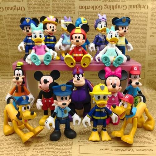 2PCS 8cm Genuine Disney Mickey Minnie Donald Duck Daisy goofy cute movable ornament toy collection ornament cake ornament