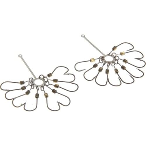 4PCS High Carbon Steel Explosion Jig Carp Fishing Hook Barbed Tackle 9 Hooks Plate Capture Off Ability Sharp for Fishhooks B4