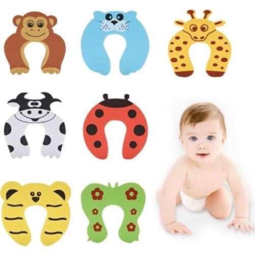 5Pcs Safety Card Stopper Clip Finger Safety Guard Care Products Baby Safety Door Clamp Cartoon Cute Animal Child Kids Door