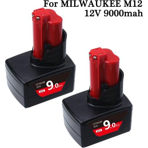 9000mAh 12V Replacement Battery For Milwaukee M12 XC 48-11-2410 48-11-2420 48-11-2411 12-Volt screwdriver Cordless Tools Batteri